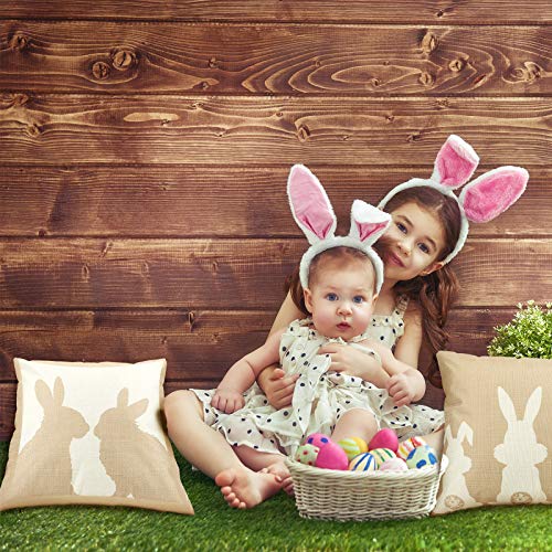 Boao 4-Pack Linen Easter Bunny Throw Pillow Covers, 18x18 Inch Farmhouse Decor