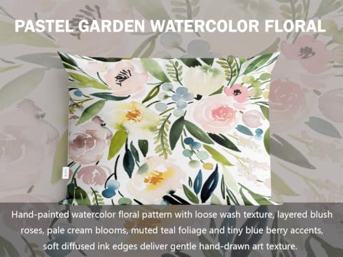 Watercolor Floral Pillowcase 12x20 Inches - Green & Pink