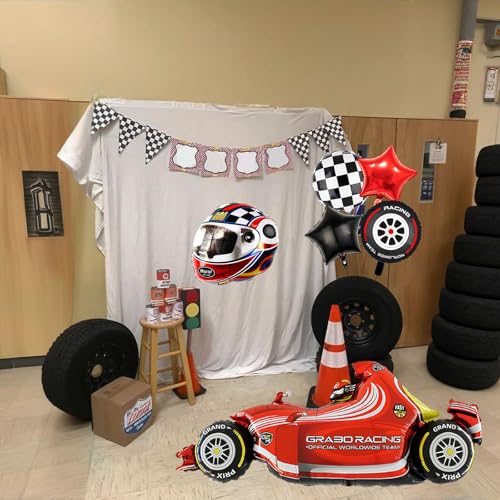 F1 Race Car Balloon Set - 8-Piece Birthday Party Decorations Kit