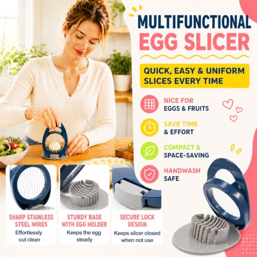 FANTEXY Stainless Steel Egg Slicer and Fruit Dicer - Easy Clean
