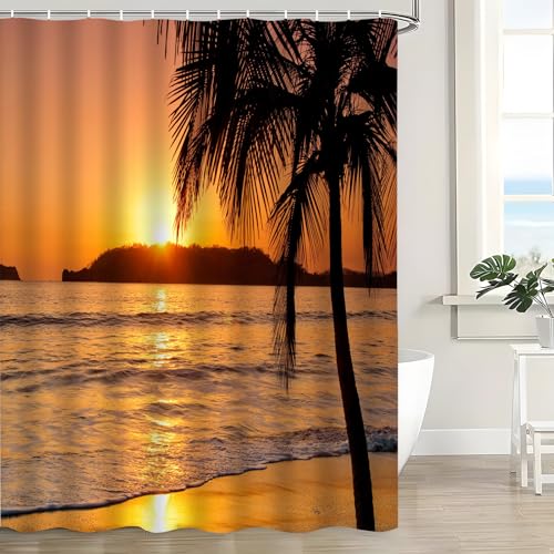 Beach Sunset Shower Curtain - Coastal Decor for Bathrooms