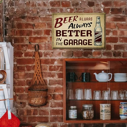 Funny Beer Garage Sign Metal Tin Sign Man Cave Wall Decor 8x12