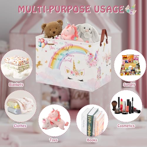 Unicorn Laundry Basket - Pink Collapsible Toy Storage Bin for Kids Room