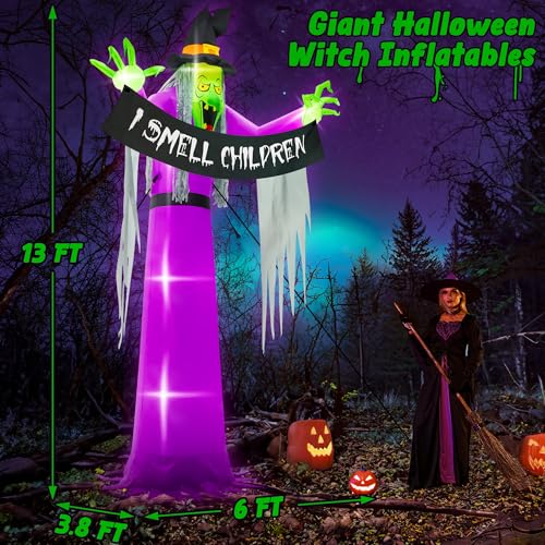 13FT Halloween Inflatable Witch Yard Decor - Large Scary Blow Up with Lights - Variation of THIS listing