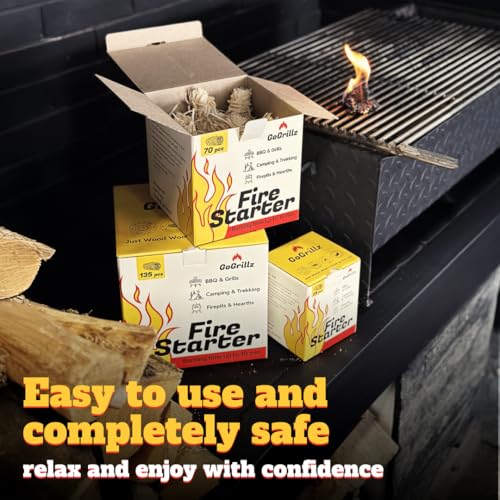 70pcs Fire Starter ? Pine Wool & Natural Wax for Quick, Eco-Friendly Ignition of Grills, Fireplaces, Fire Pits & BBQs
