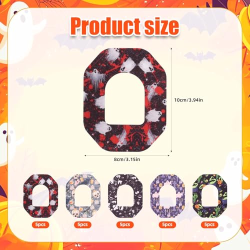 25pcs Adhesive Patches for Omnipod 5, Non-Woven Fabric Waterproof Breathable Overpatches Bandages Halloween Style Design Sensor Covers Compatible with Omnipod 5