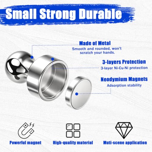 MIN CI Silver 25 Pcs Strong Fridge Magnets - Small Push Pin Magnets