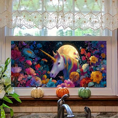 HOMETITUTE Magical Fantasy Floral Window Privacy Film 39.3x17.7 Inch