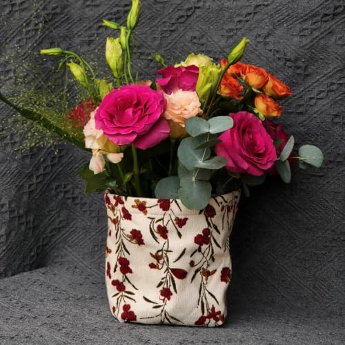 Vintage Floral Fabric Tissue Box Cover - 4.4"x4.4"x5.1"