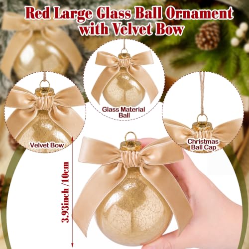 Halloscume Vintage Christmas Glass Ornaments - Champagne Mercury Glass Balls, 4 Inch, Set of 8