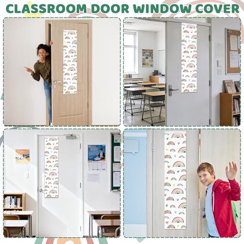 Boho Rainbow Classroom Curtains - 2 Pack Blackout Door Panels 40x8.7 inches
