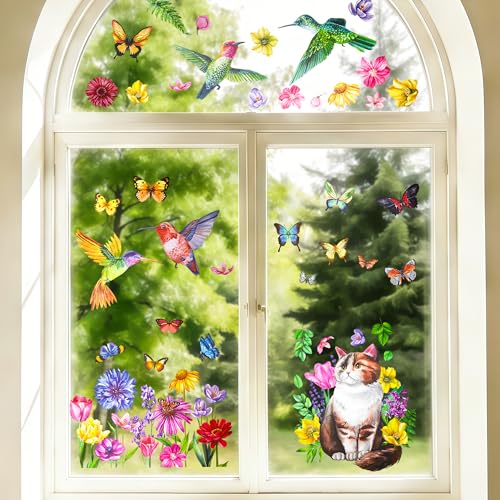 Spring Flower & Butterfly Window Clings - 88pcs Set