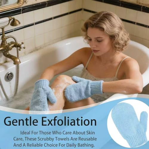 Apexrich Exfoliating Shower Gloves 8-Pack Bath Mitts for Dead Skin