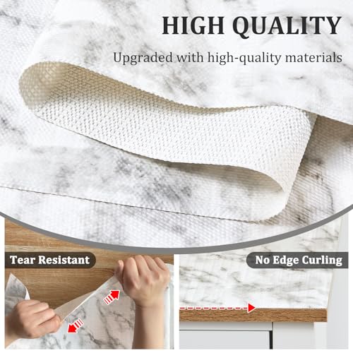 Viseeko Non-Adhesive Marble Shelf Liner - 12in x 10ft Waterproof Drawer Mat