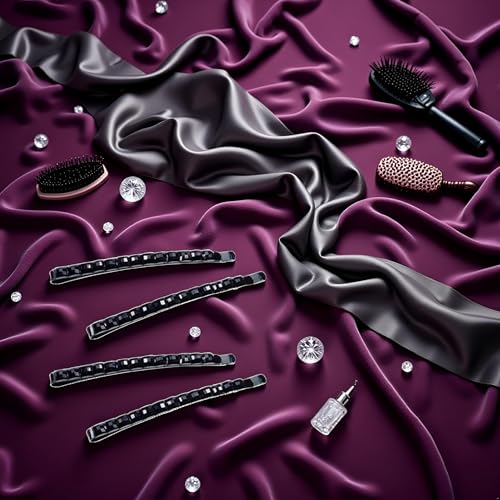 Black Rhinestone Hair Barrettes Crystal Bobby Pins 4-Pack