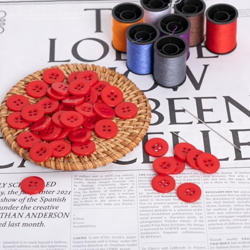 80PCS 5/8 Inch Red Sewing Buttons Kit for Crafts & DIY Projects