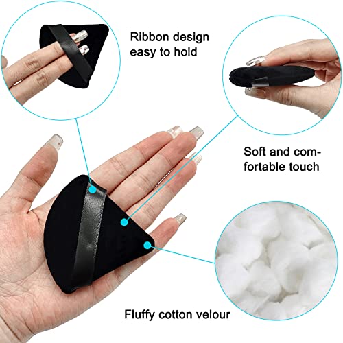 Black Velvet Triangle Powder Puffs 12-Pack Soft Face Sponge