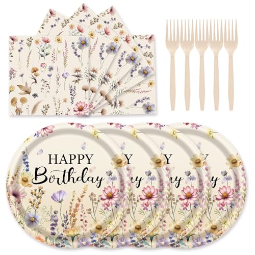 72-Piece Fall Floral Party Set - Plates, Napkins & Forks
