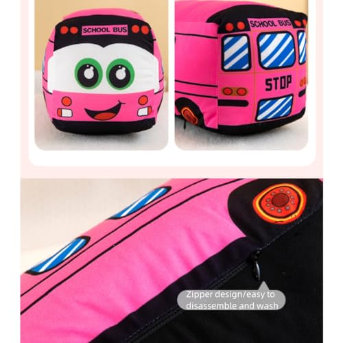 OUKEYI Pink Car Plush Toy - 11.8 Inch Soft Cartoon Bus Pillow for Kids and Gifts