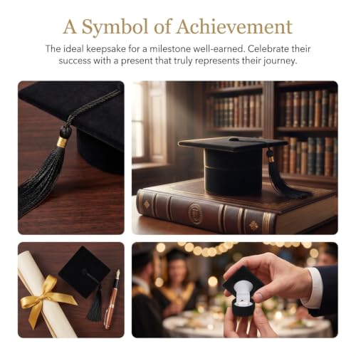 Totority Graduation Cap Ring Box - Velvet Jewelry Case for Keepsakes