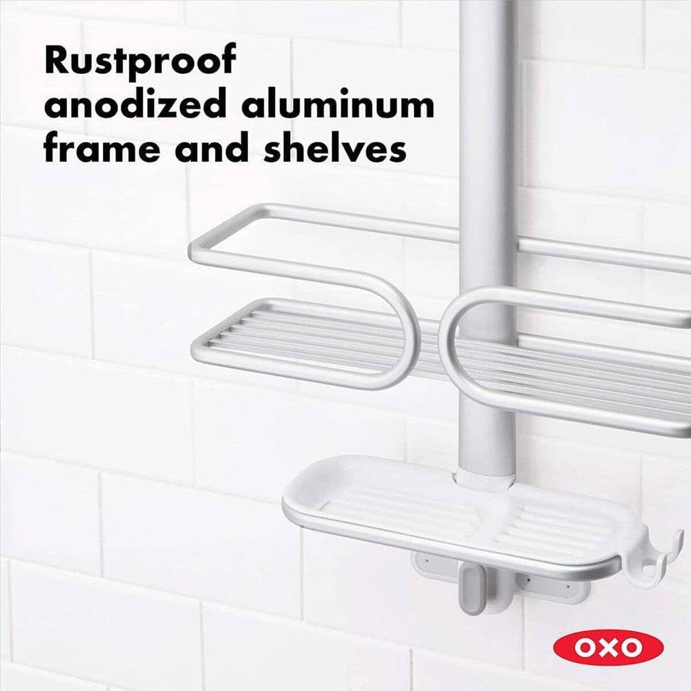 OXO Good Grips Shower Caddy - 3-Tier Aluminum Design for Organized Bathroom Storage