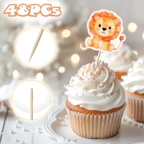 48 Pcs Jungle Animal Cupcake Toppers - Safari Party Decorations