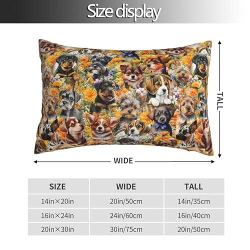 Dog Print Pillowcase 16"x24" Soft Polyester Rectangular Cushion Cover