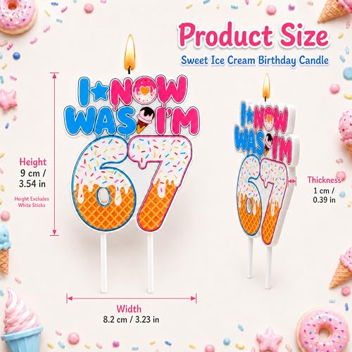 Ice Cream Drip Birthday Candle - I Was 6 Now I'm 7 Cake Topper