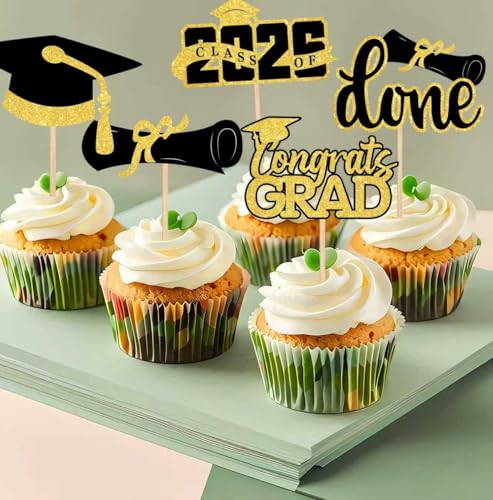 40 Graduation Cupcake Toppers for Class of 2026 Party
