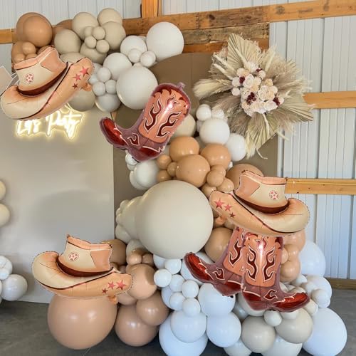 Western Cowboy Balloons - 8PCS Cowgirl Hat & Boot Foil Party Decor