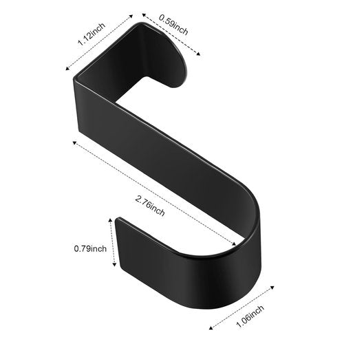 Hotop 12 Pcs Over The Cabinet Drawer Door Hooks - Sturdy Metal Z-Shaped Hangers for Bathroom & Closet (Black)