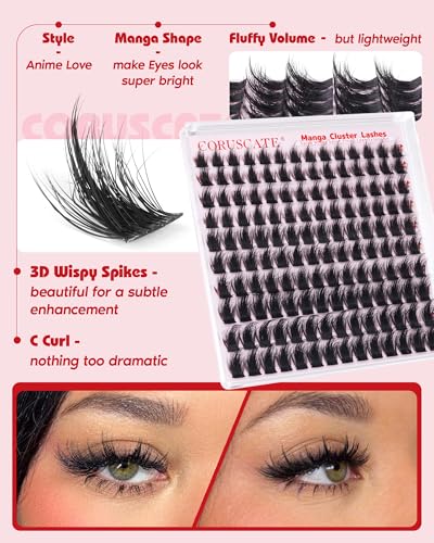 CORUSCATE Manga Lash Clusters Wispy Anime Eyelash Extensions 10-16mm