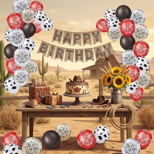 60 Pcs Cowgirl Cow Print Balloons - 12 Inch Western Party Decorations