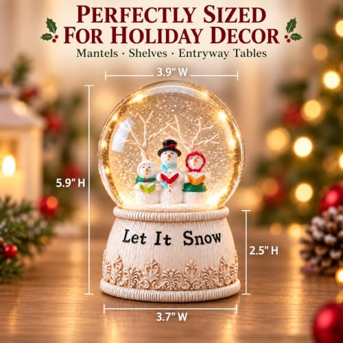 Snowman Musical Snow Globe with Glittering Snowfall - Christmas Decor - Variation of THIS listing