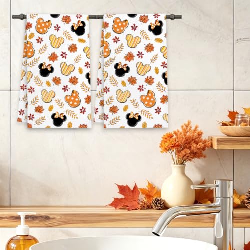 Fall Kitchen Towels - 2 Pack Cartoon Mouse Design, 14x24 Inch