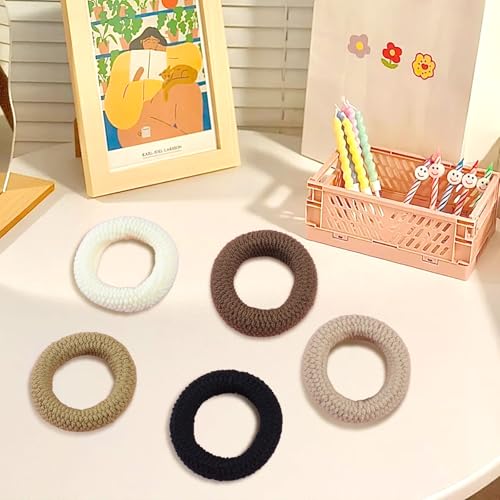 Seamless Cotton Hair Ties for Thick Hair, 20-Pack Black Elastic Bands