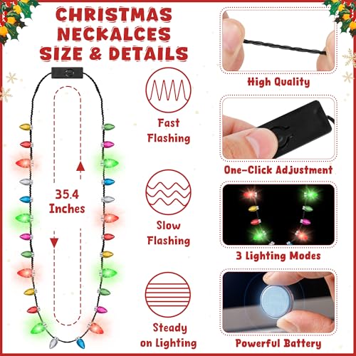 Traplace Christmas Necklace with 3 Glow Modes - Festive Xmas Lights Decoration for Parties