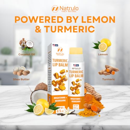 Natrulo Turmeric Lip Balm for Dark Lips – Hydrating Lemon Brightening Chapstick