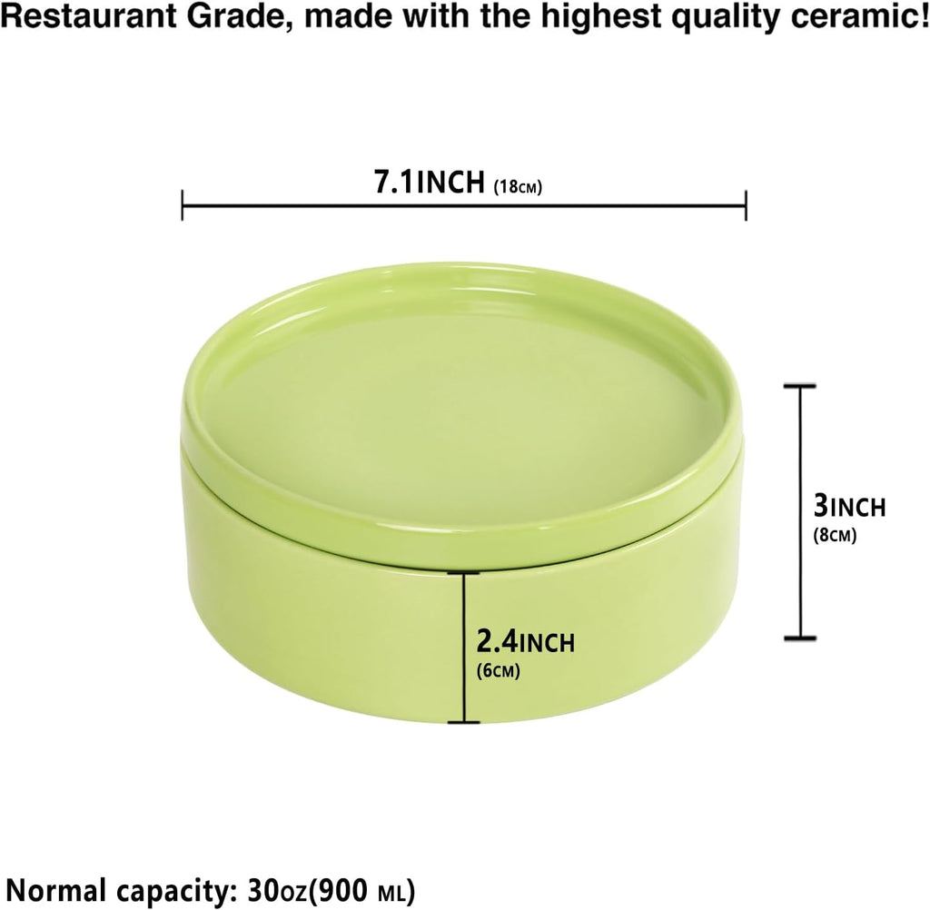 Regine Switzerland Mini Casserole Dish - 23 Ounce French White Ceramic Bakeware Set with Lids | Chip & Crack Resistant, Safe for Microwave, Dishwasher, Oven & Freezer (Green, 7.1")
