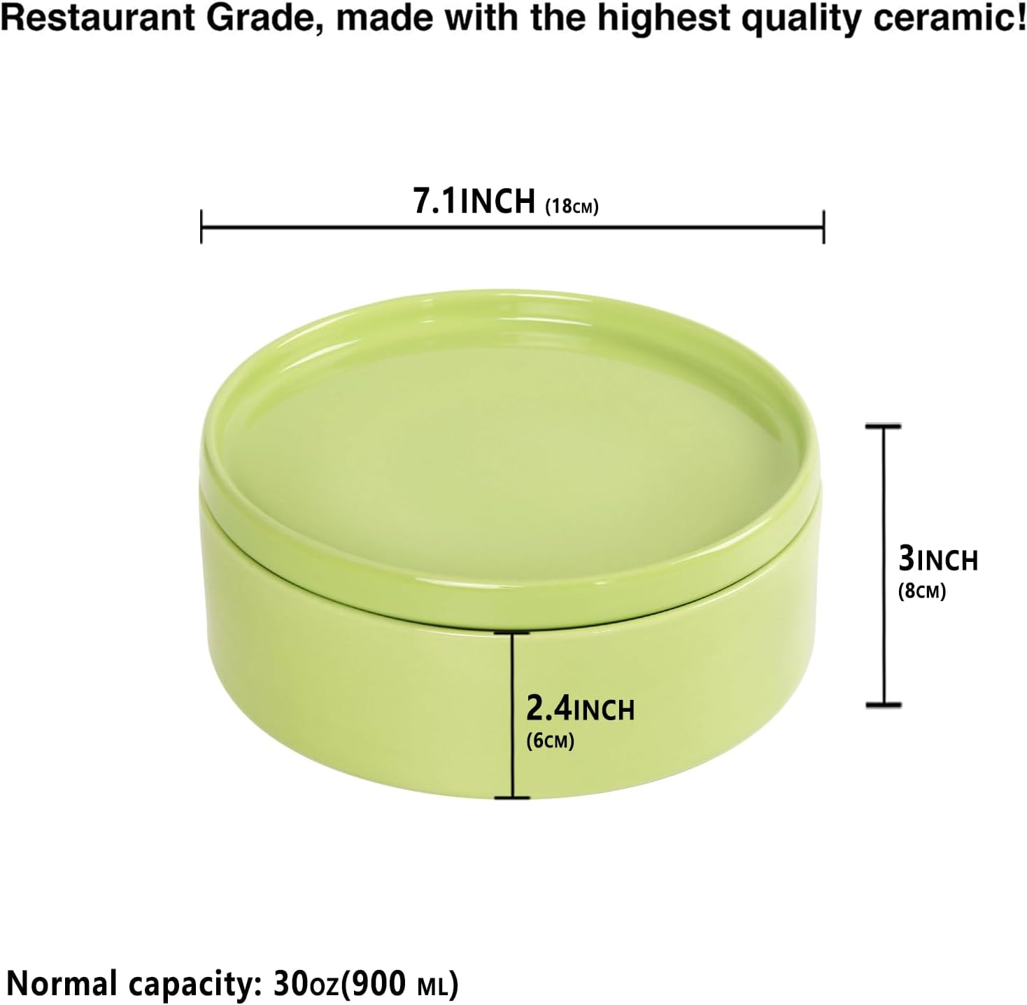 Regine Switzerland Mini Casserole Dish - 23 Ounce French White Ceramic Bakeware Set with Lids | Chip & Crack Resistant, Safe for Microwave, Dishwasher, Oven & Freezer (Green, 7.1")