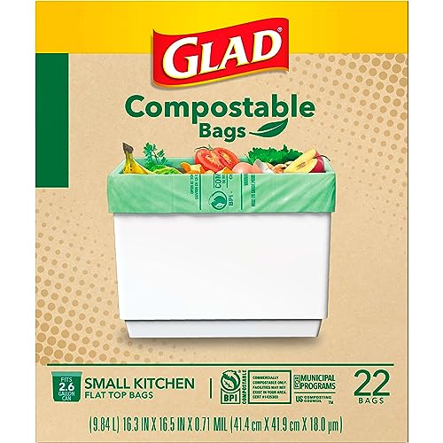Glad Compostable Kitchen Trash Bags - 2.6 Gallon, 22 Count