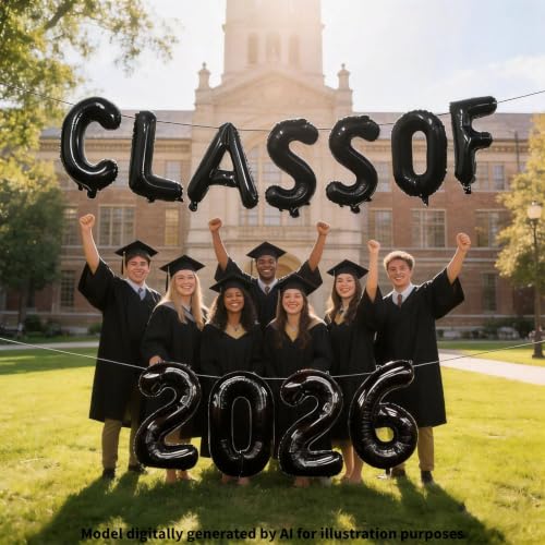 Class of 2026 Graduation Balloons Banner - Metallic Foil Letters