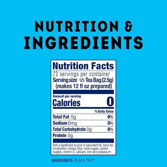 Lipton Family Size Unsweetened Iced Tea Bags, 144 Ct (Pack of 6)