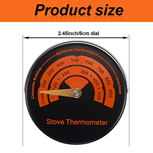 Frienda Magnetic Wood Stove Thermometer - 2 Pack for Gas & Wood Burners