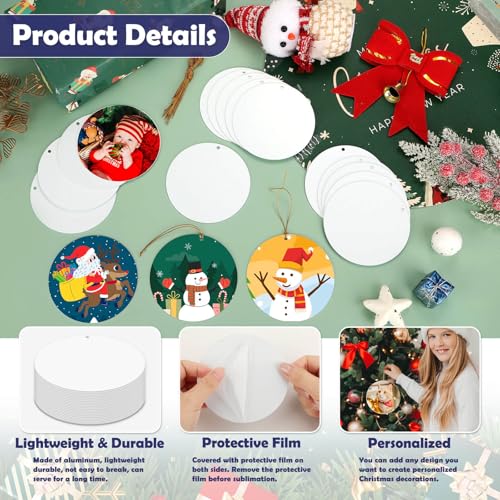 3.5-Inch Metal Sublimation Ornaments Bulk - 24 Round Christmas Decorations & DIY Crafts