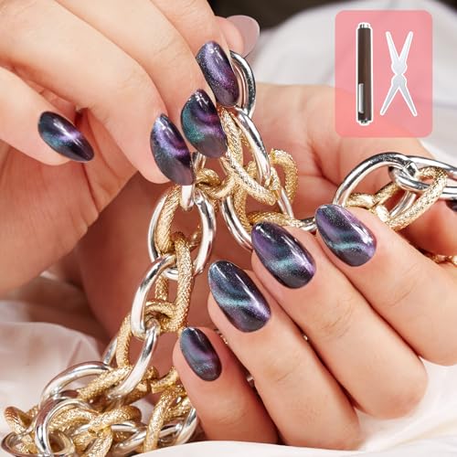 Vvluvva 3-in-1 Cat Eye Nail Magnet Tool Set with Scissor Guide & Cylindrical Magnet