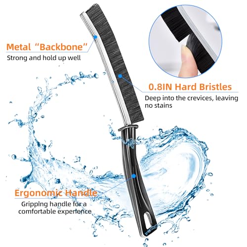 3-Piece Hard-Bristled Crevice Cleaning Brush Set for Tight Gaps