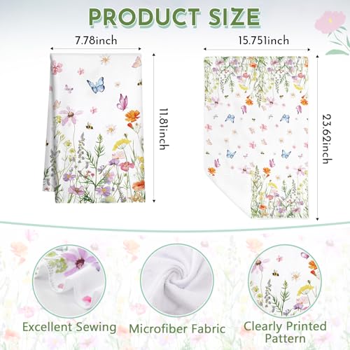 Tegeme Floral Kitchen Towels Set - 2 Pcs Wildflower Dish Towels