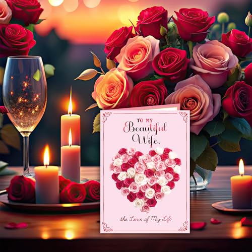 Romantic Valentine's Day Card for Wife - 5x7 Heart Design