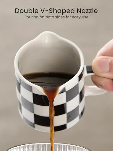 ABRUTY 5 OZ Ceramic Espresso Cups with Double Spouts & Handle